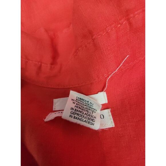 Christian Siriano 100% Linen Button Up Shirt Sz Small Red Pockets Long Sleeves - Picture 10 of 10